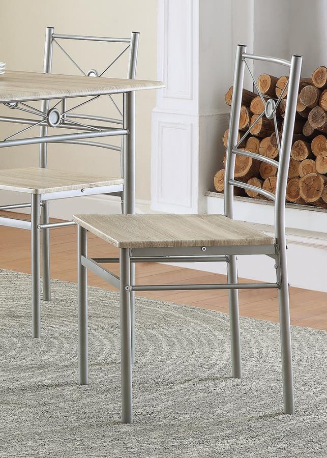 Fontana 5-piece Rectangular Dining Set Brushed Silver 100035 Coaster FredCo