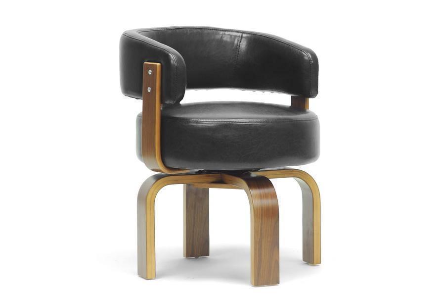 Fortson Walnut and Black Modern Accent Chair FredCo