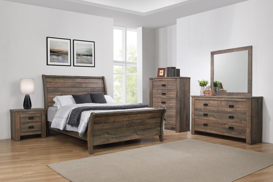 Frederick 4-piece Eastern King Panel Bedroom Set Weathered Oak Coaster FredCo