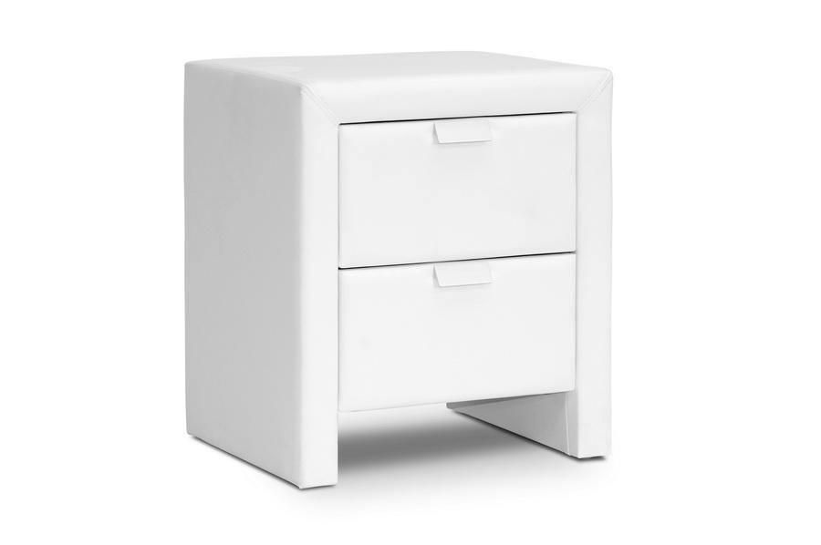 Frey White Upholstered Modern Nightstand FredCo