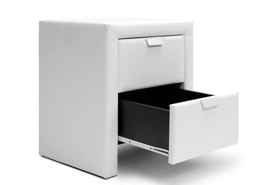 Frey White Upholstered Modern Nightstand FredCo