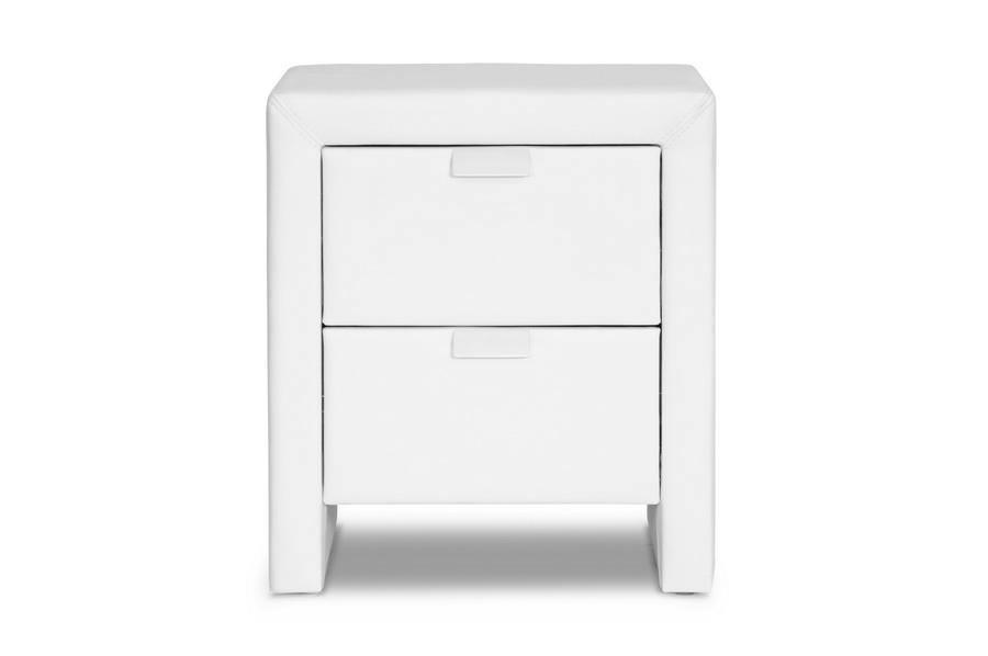 Frey White Upholstered Modern Nightstand FredCo