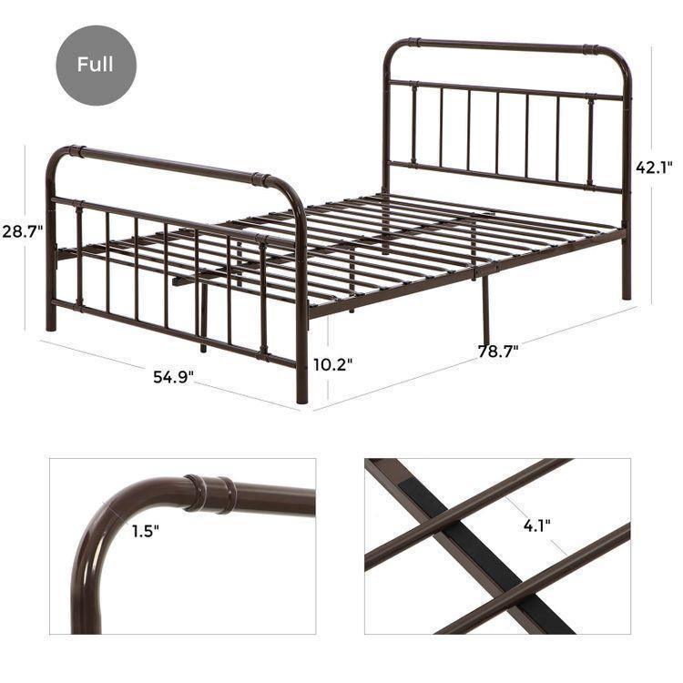 Full Pipe Metal Bed Frame with Headboard and Footboard FredCo