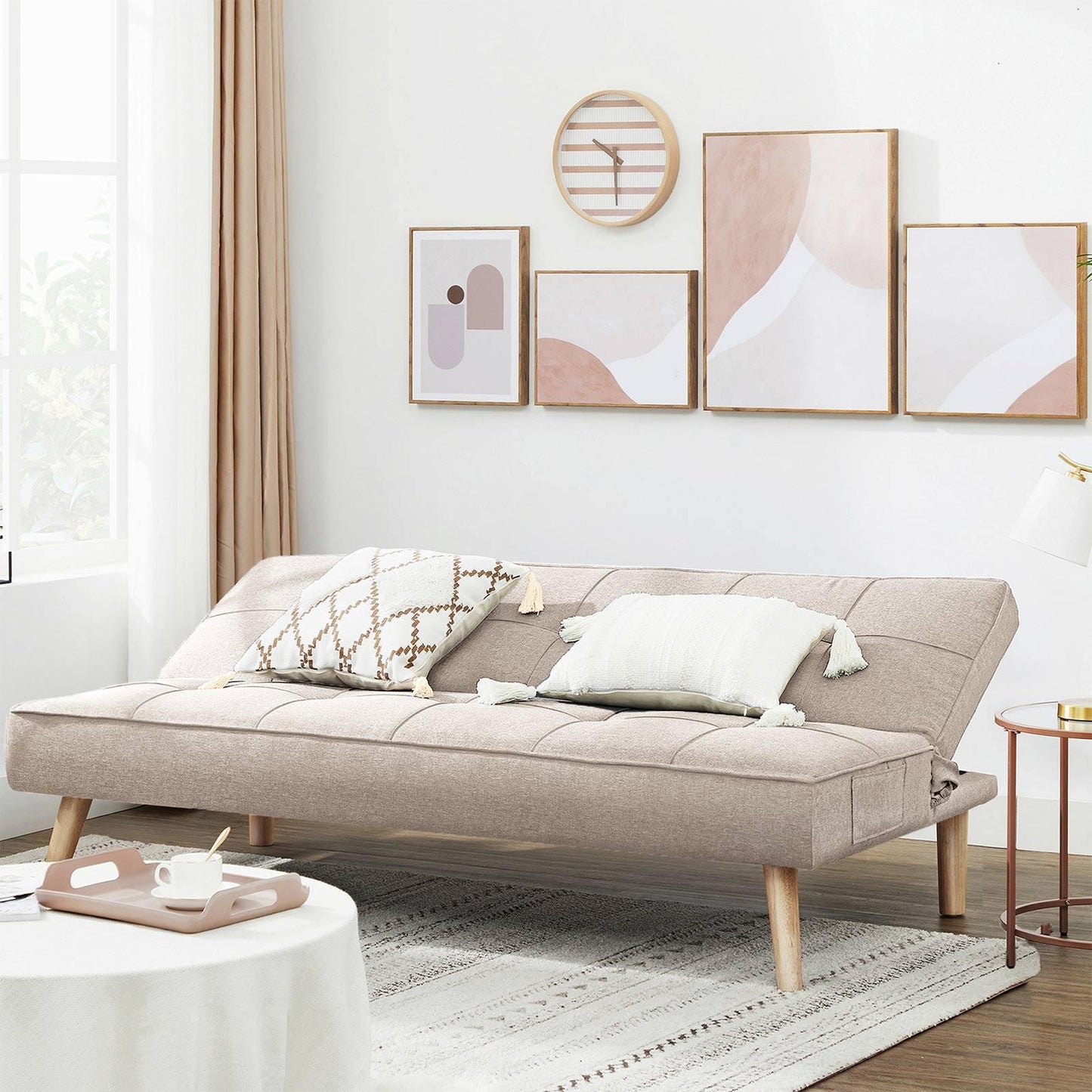 Futon Sofa Bed Beige FredCo