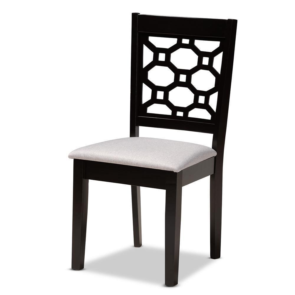 Gabriel Modern and Contemporary Grey Fabric Upholstered and Dark Brown Finished Wood 6-Piece Dining Set FredCo