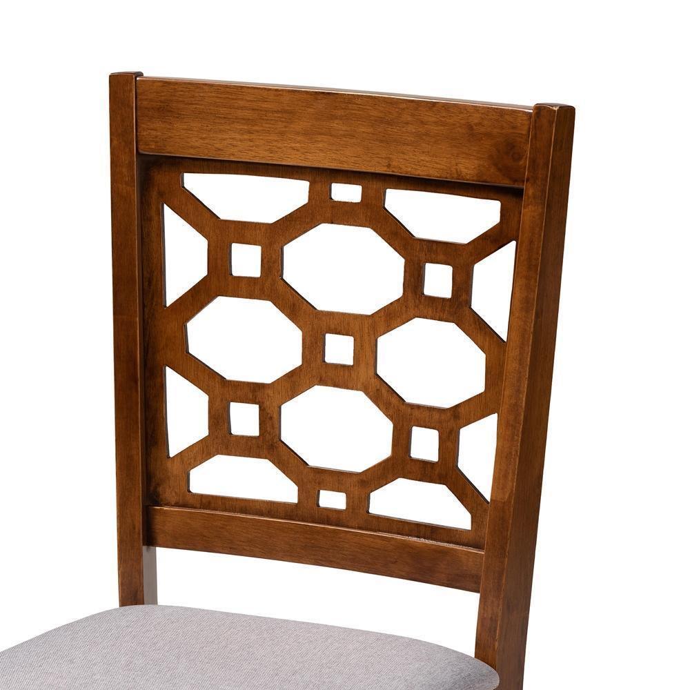 Gabriel Modern and Contemporary Grey Fabric Upholstered and Walnut Brown Finished Wood 6-Piece Dining Set FredCo