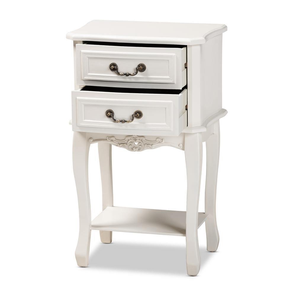 Gabrielle Traditional French Country Provincial White-Finished 2-Drawer Wood Nightstand FredCo