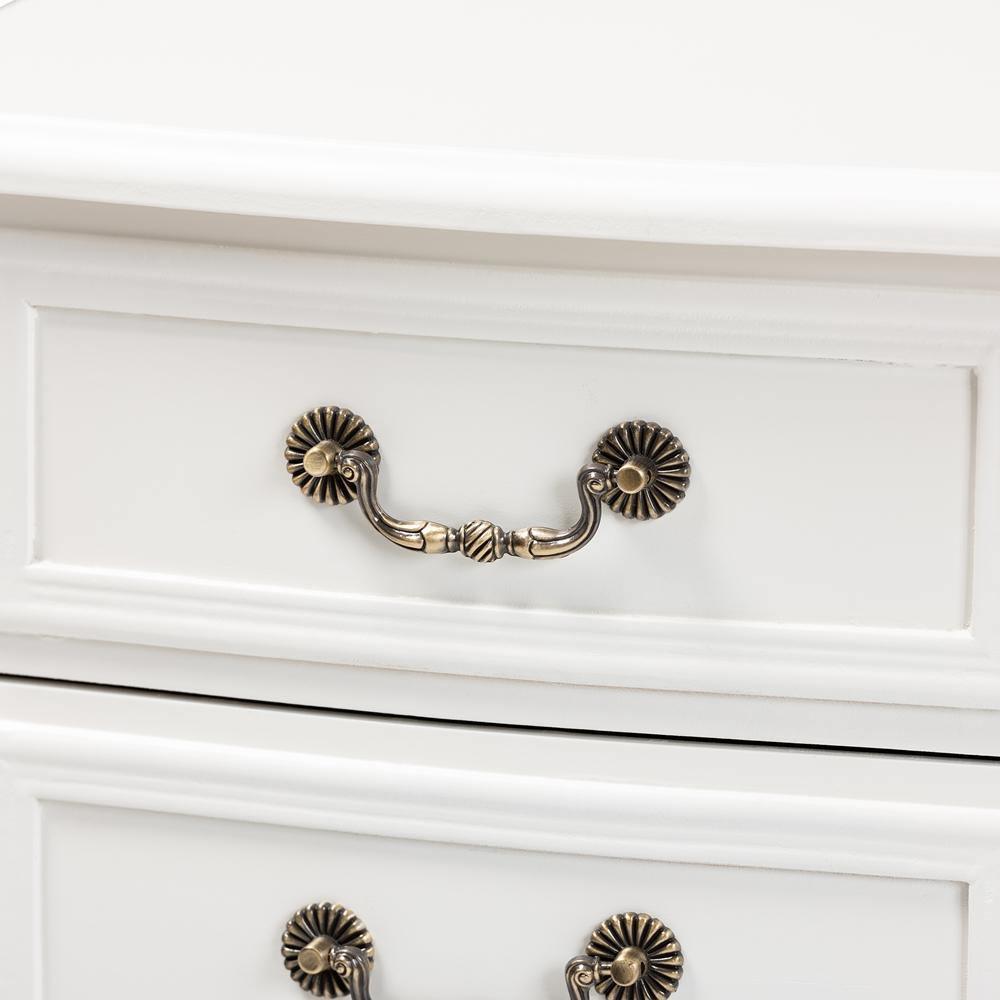 Gabrielle Traditional French Country Provincial White-Finished 3-Drawer Wood Nightstand FredCo
