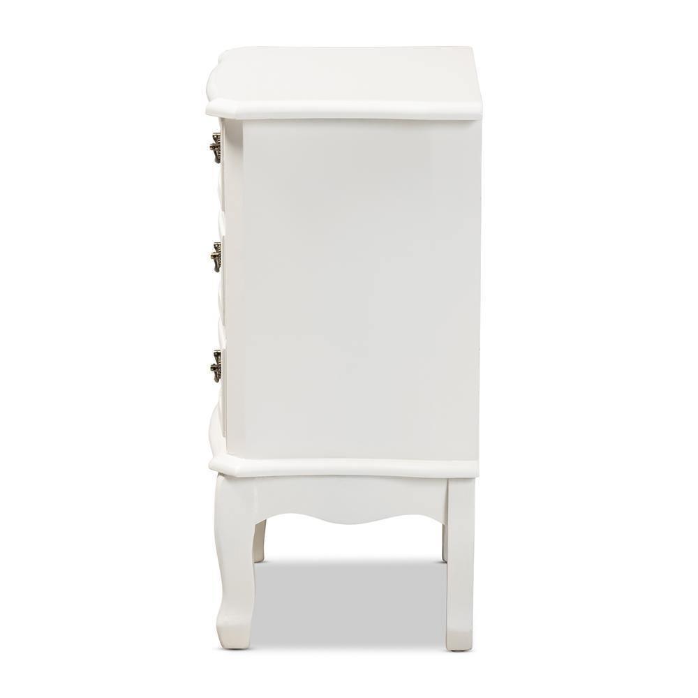Gabrielle Traditional French Country Provincial White-Finished 3-Drawer Wood Nightstand FredCo