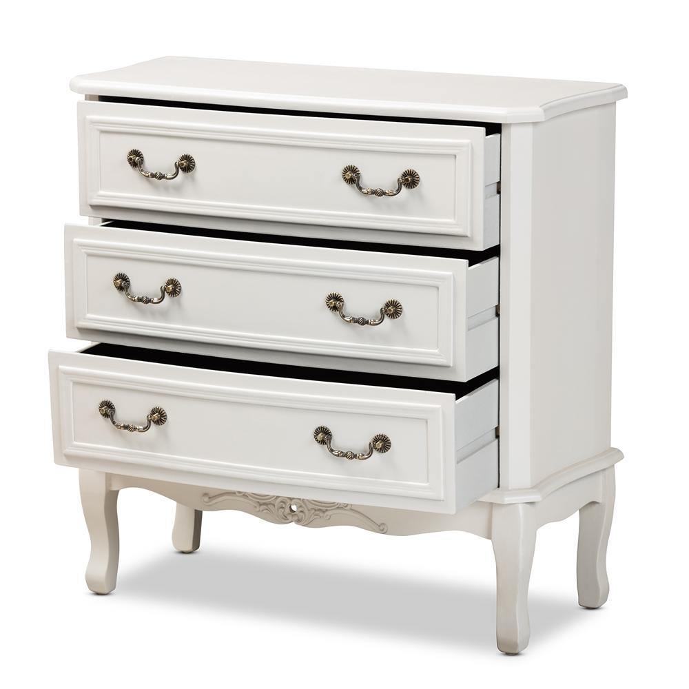 Gabrielle Traditional French Country Provincial White-Finished 3-Drawer Wood Storage Cabinet FredCo