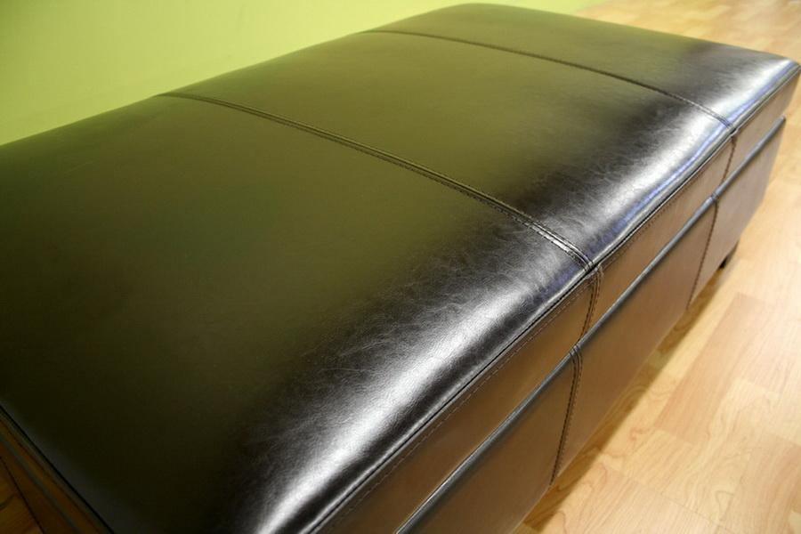 Gallo Dark Brown Leather Storage Ottoman FredCo