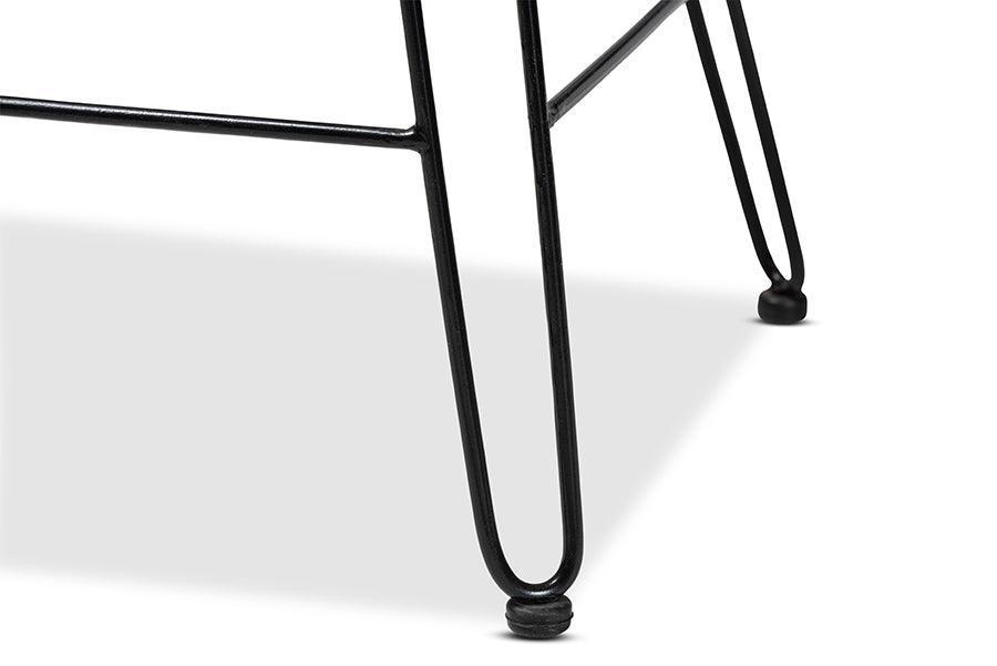 Garan Modern Bohemian Natural Brown Rattan and Black Metal Counter Stool FredCo
