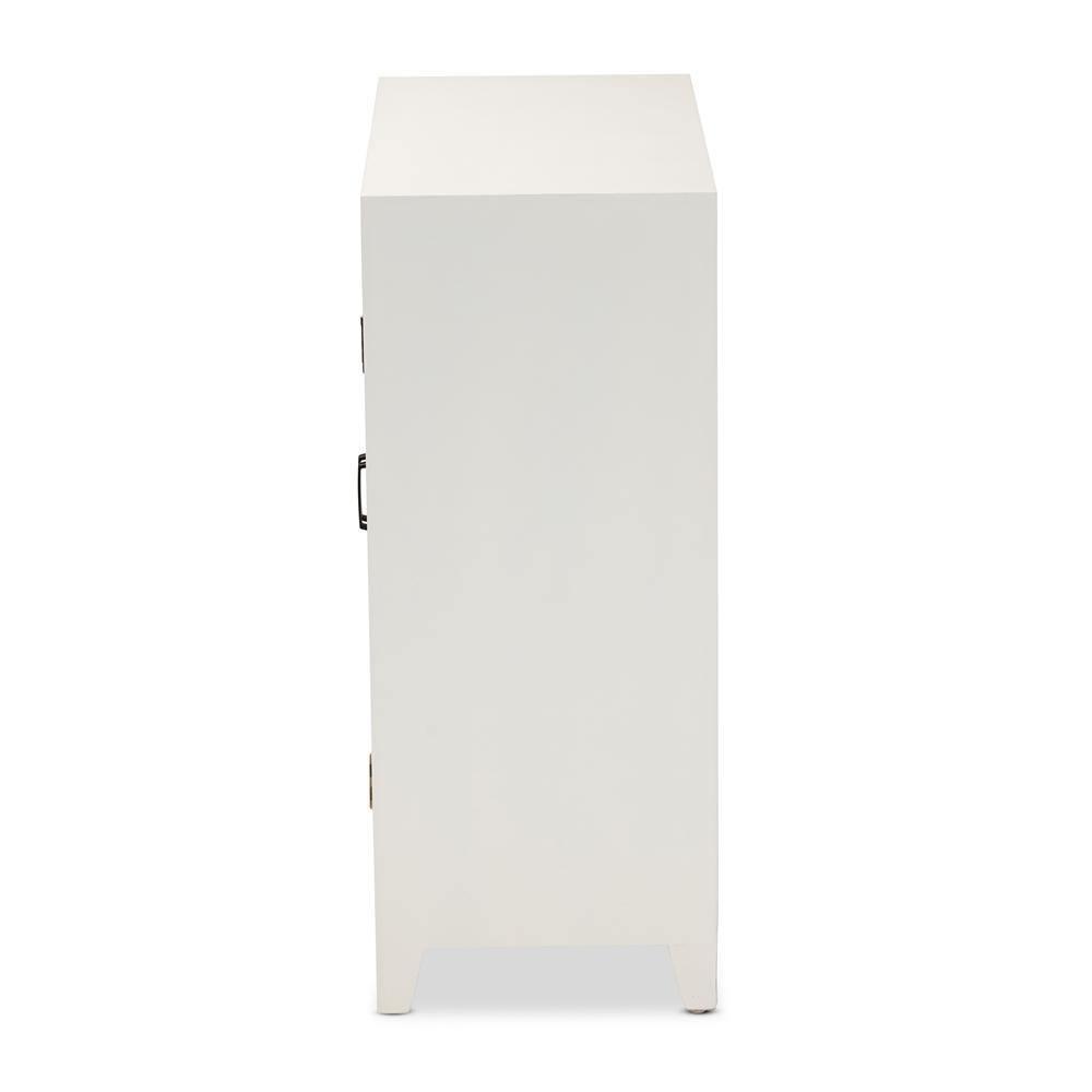 Garcelle Modern and Contemporary White Finished Wood and Mirrored Glass 2-Door Sideboard FredCo
