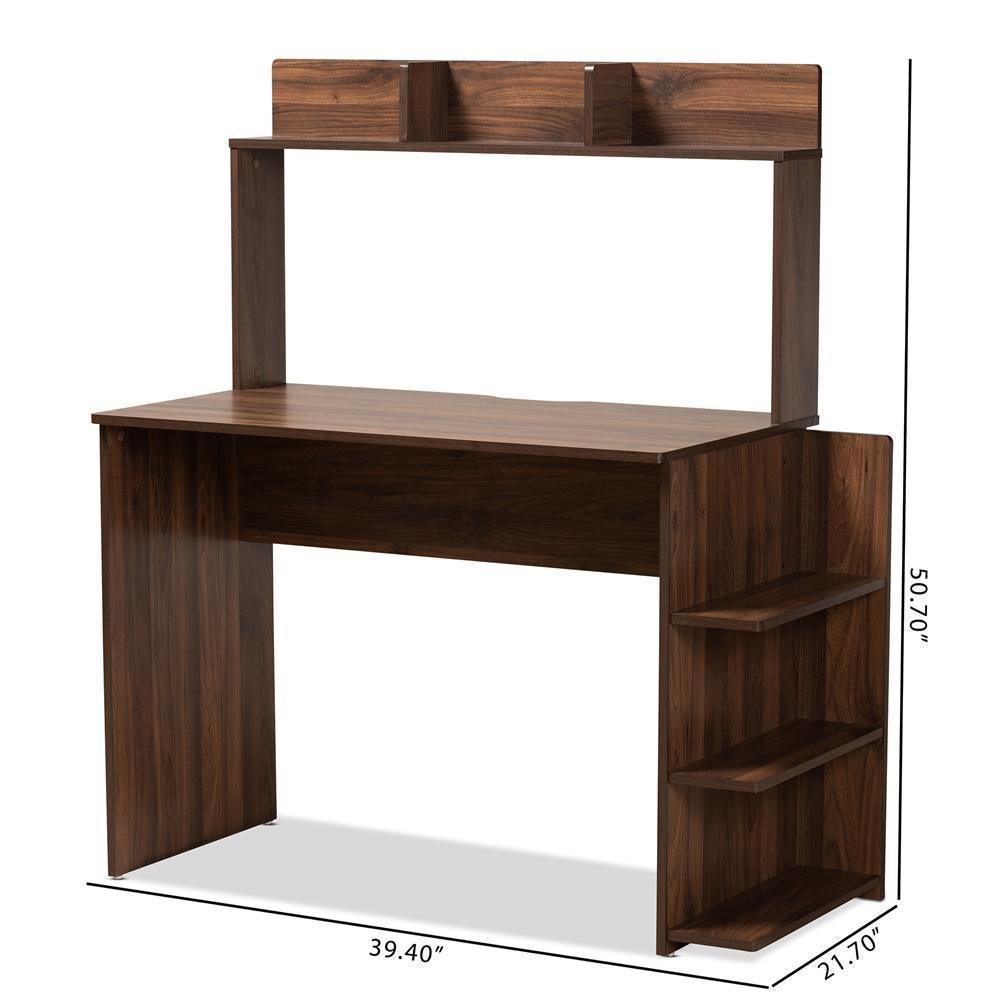 Garnet Modern and Contemporary Walnut Brown Finished Wood Desk with Shelves FredCo