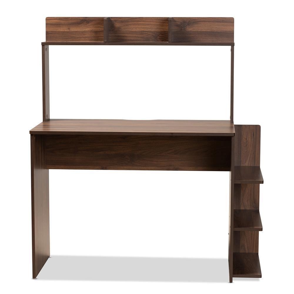 Garnet Modern and Contemporary Walnut Brown Finished Wood Desk with Shelves FredCo