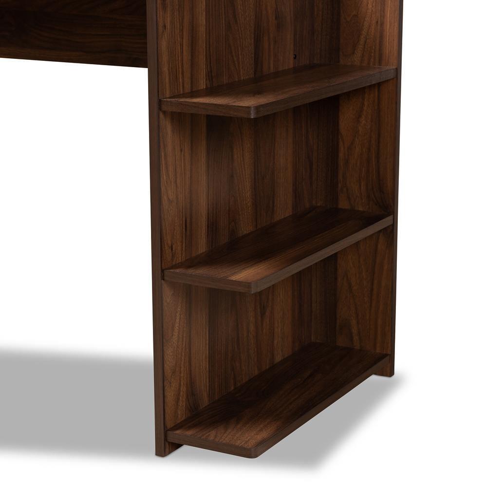 Garnet Modern and Contemporary Walnut Brown Finished Wood Desk with Shelves FredCo