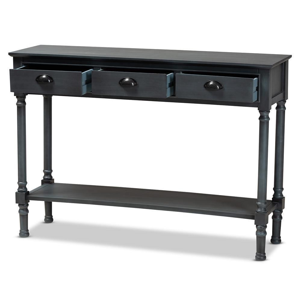 Garvey French Provincial Grey Finished Wood 3-Drawer Entryway Console Table FredCo