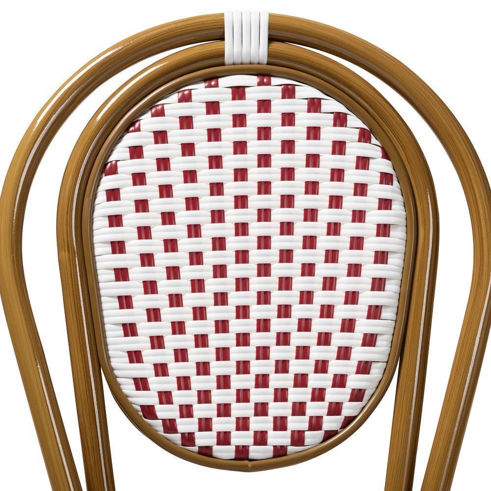 Gauthier Classic French Indoor and Outdoor Red and White Bamboo Style Stackable Bistro Dining Chair Set of 2 FredCo