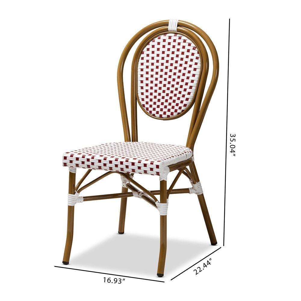Gauthier Classic French Indoor and Outdoor Red and White Bamboo Style Stackable Bistro Dining Chair Set of 2 FredCo