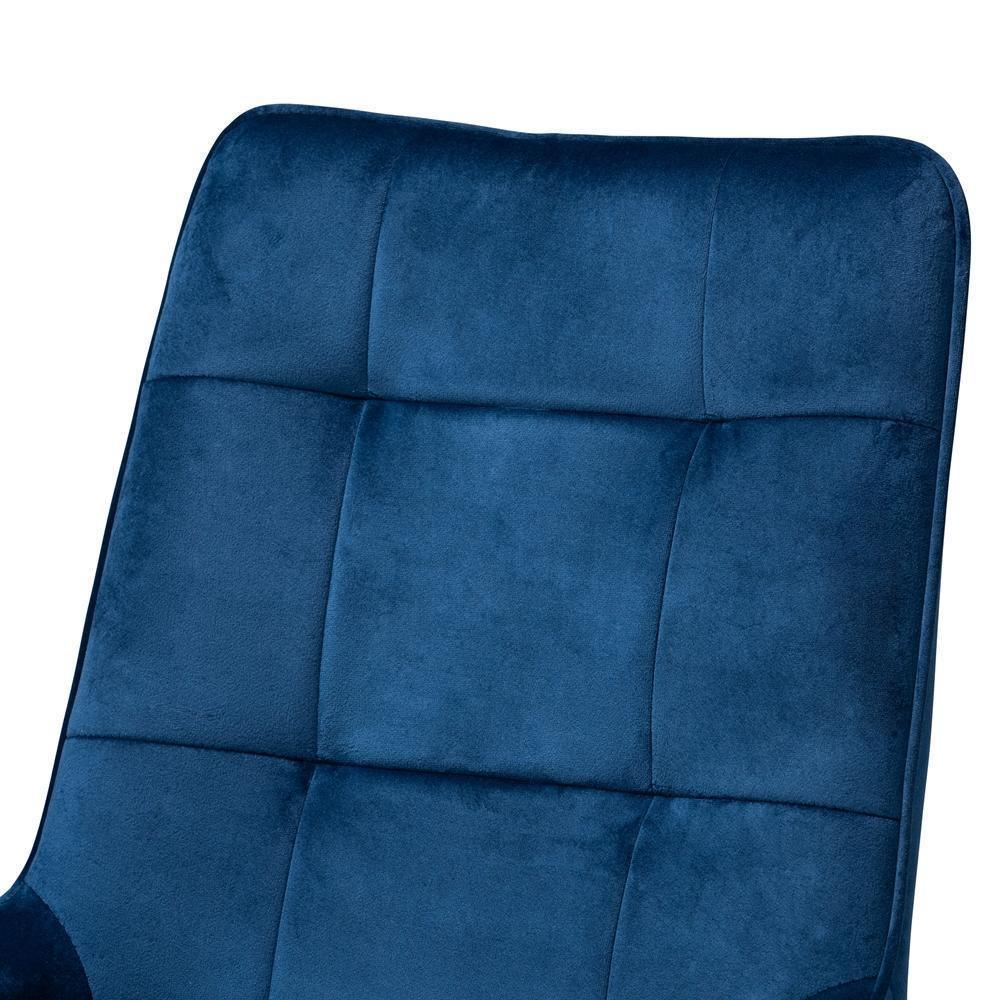 Gavino Modern Luxe and Glam Navy Blue Velvet Fabric Upholstered and Gold Finished Metal 2-Piece Dining Chair Set FredCo