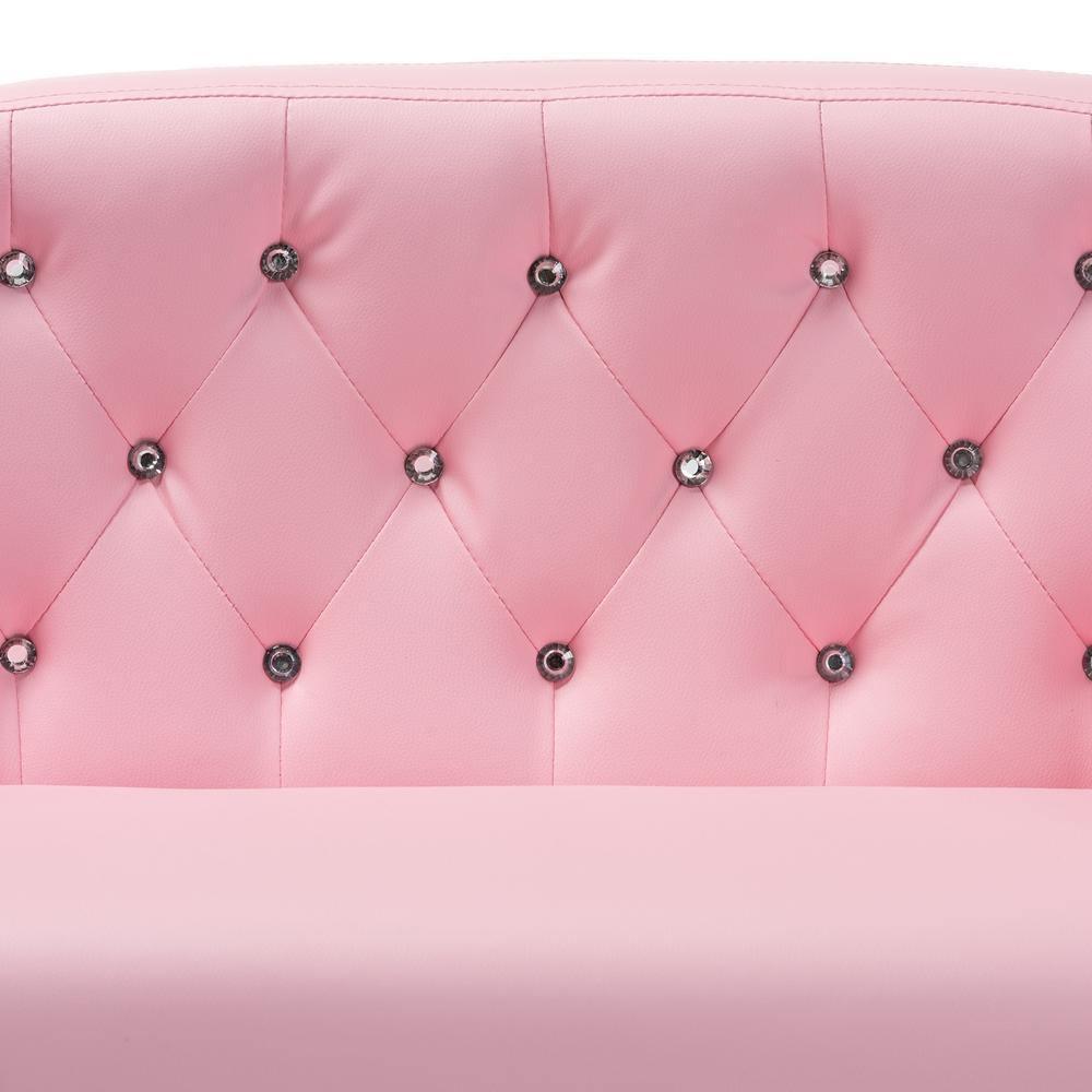 Gemma Modern and Contemporary Pink Faux Leather 2-Seater Kids Loveseat FredCo