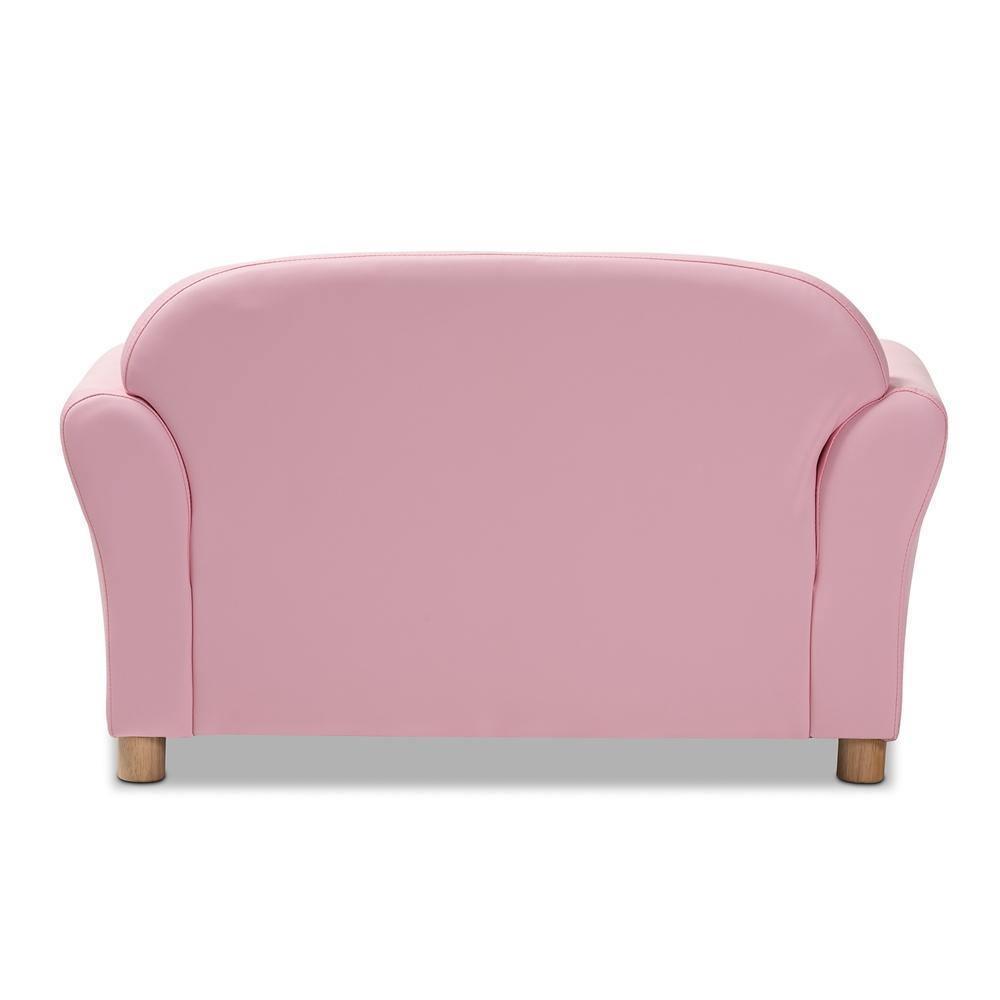 Gemma Modern and Contemporary Pink Faux Leather 2-Seater Kids Loveseat FredCo