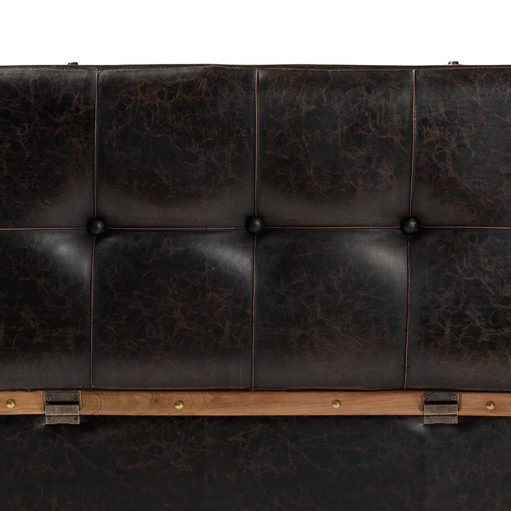 Gendry Modern Rustic Transitional Dark Brown Faux Leather Upholstered and Oak Brown Finished Wood Large Storage Ottoman FredCo