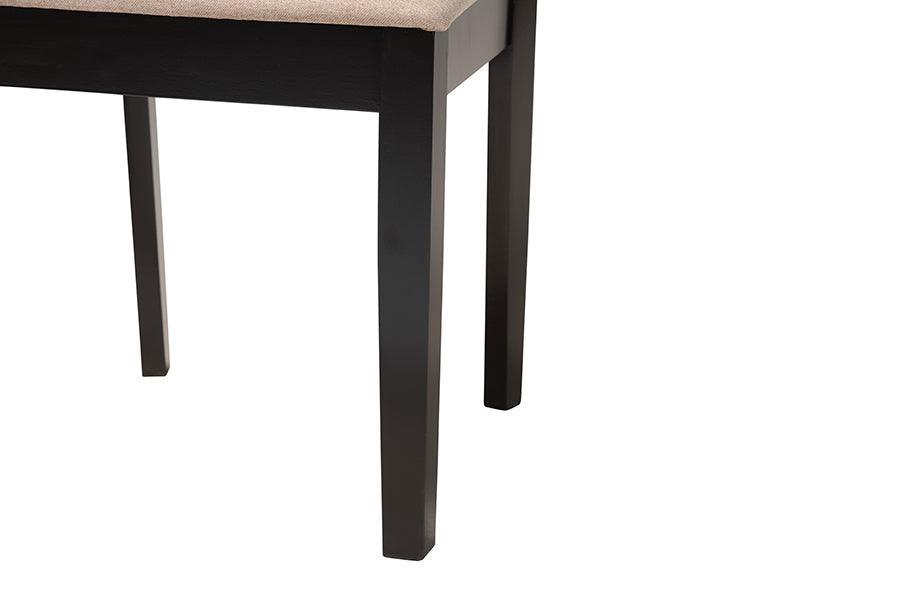 Genesis Modern Beige Fabric and Dark Brown Finished Wood 2-Piece Dining Chair Set FredCo