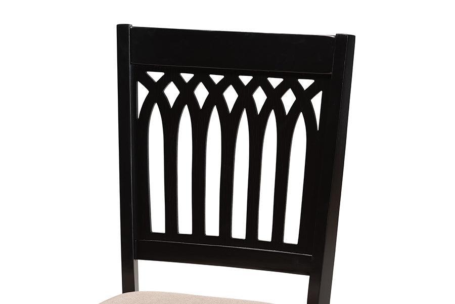 Genesis Modern Beige Fabric and Dark Brown Finished Wood 2-Piece Dining Chair Set FredCo