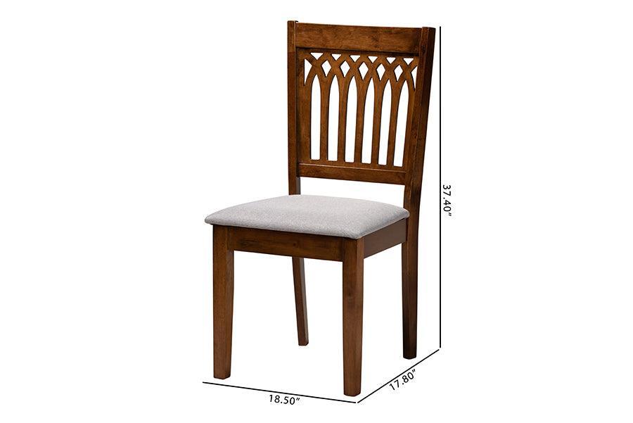 Genesis Modern Grey Fabric and Walnut Brown Finished Wood 2-Piece Dining Chair Set FredCo
