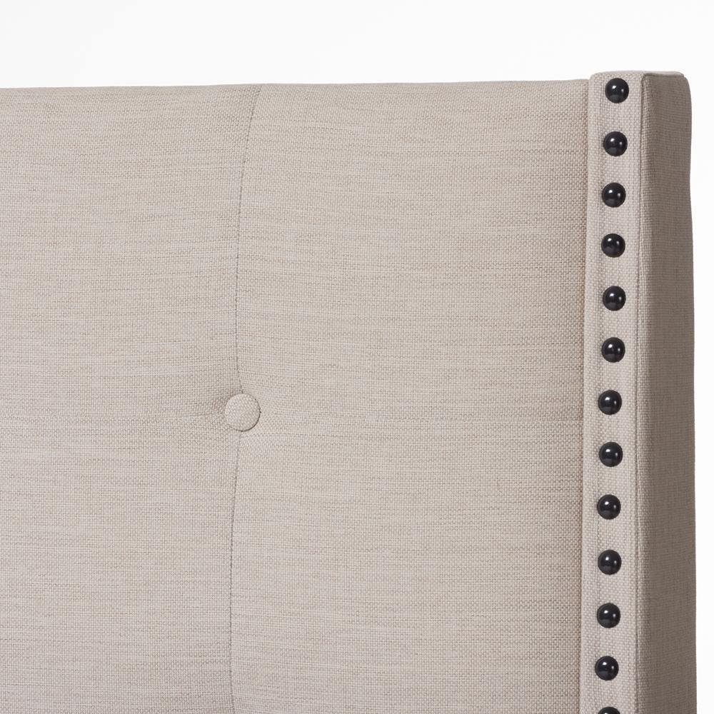 Georgette Modern and Contemporary Light Beige Fabric Upholstered King Size Bed FredCo