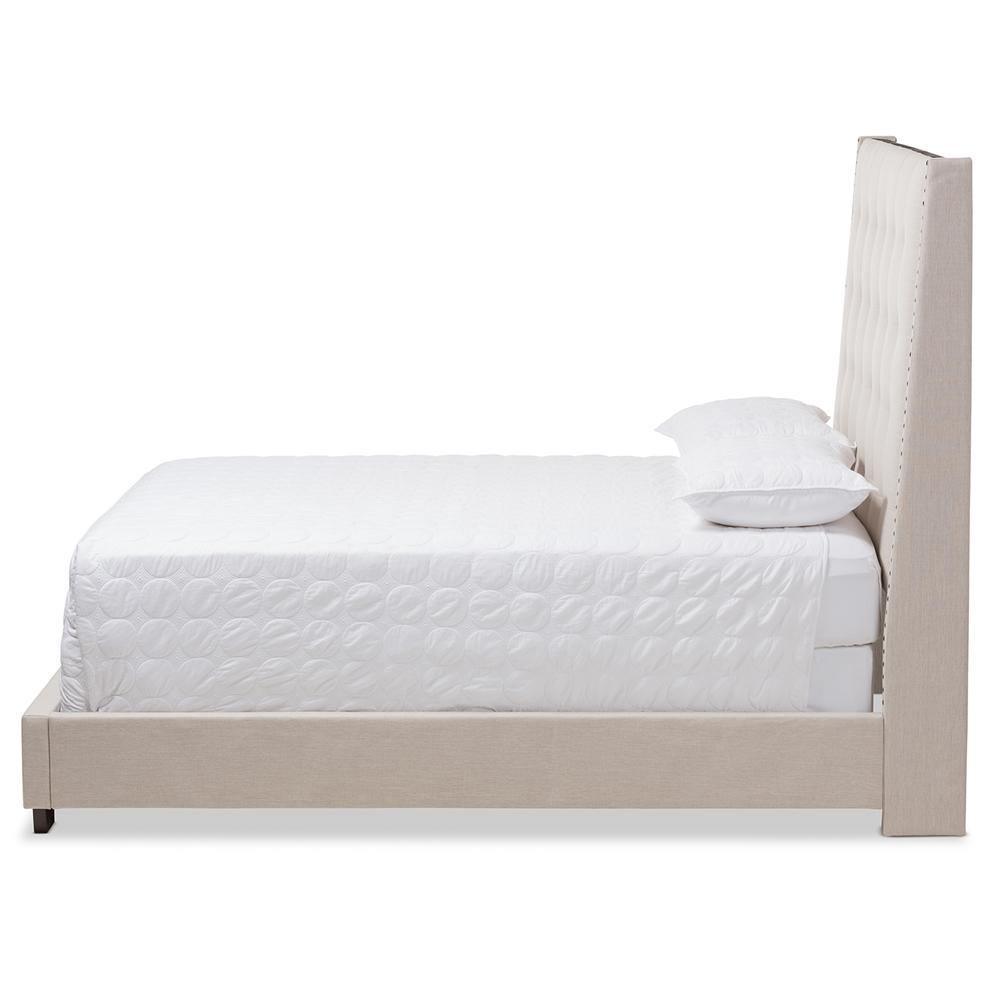 Georgette Modern and Contemporary Light Beige Fabric Upholstered King Size Bed FredCo