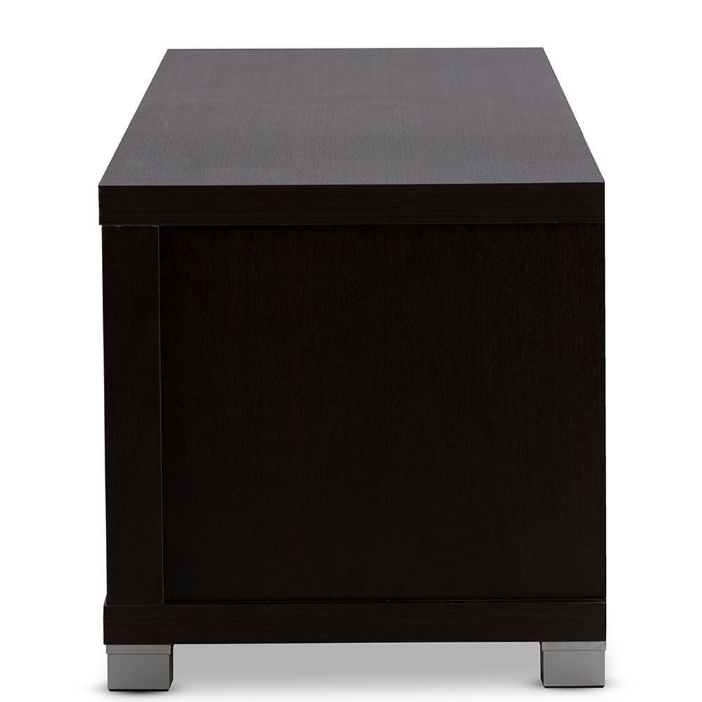 Gerhardine Dark Brown Wood 70-inch TV Cabinet with 2 Sliding Doors and Drawer FredCo