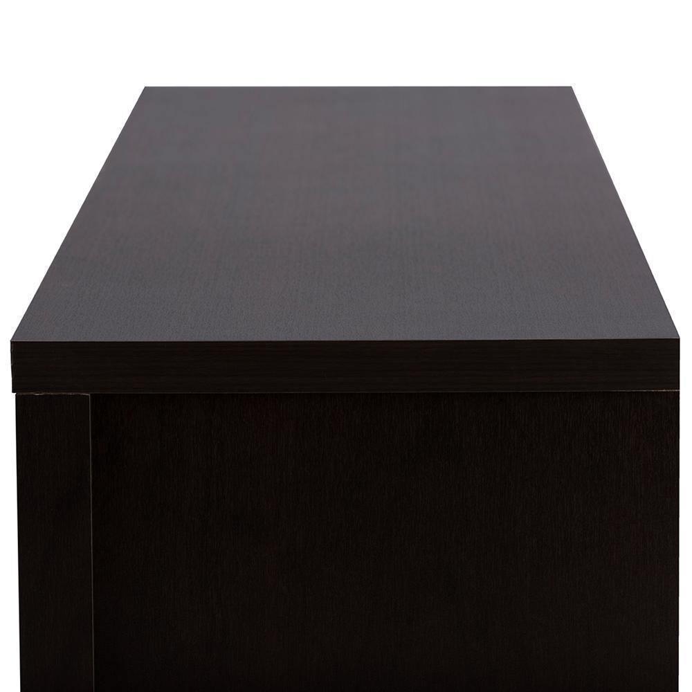 Gerhardine Dark Brown Wood 70-inch TV Cabinet with 2 Sliding Doors and Drawer FredCo