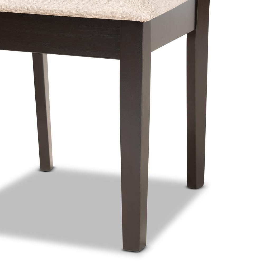 Gervais Modern and Contemporary Sand Fabric Upholstered and Dark Brown Finished Wood 2-Piece Dining Chair Set FredCo