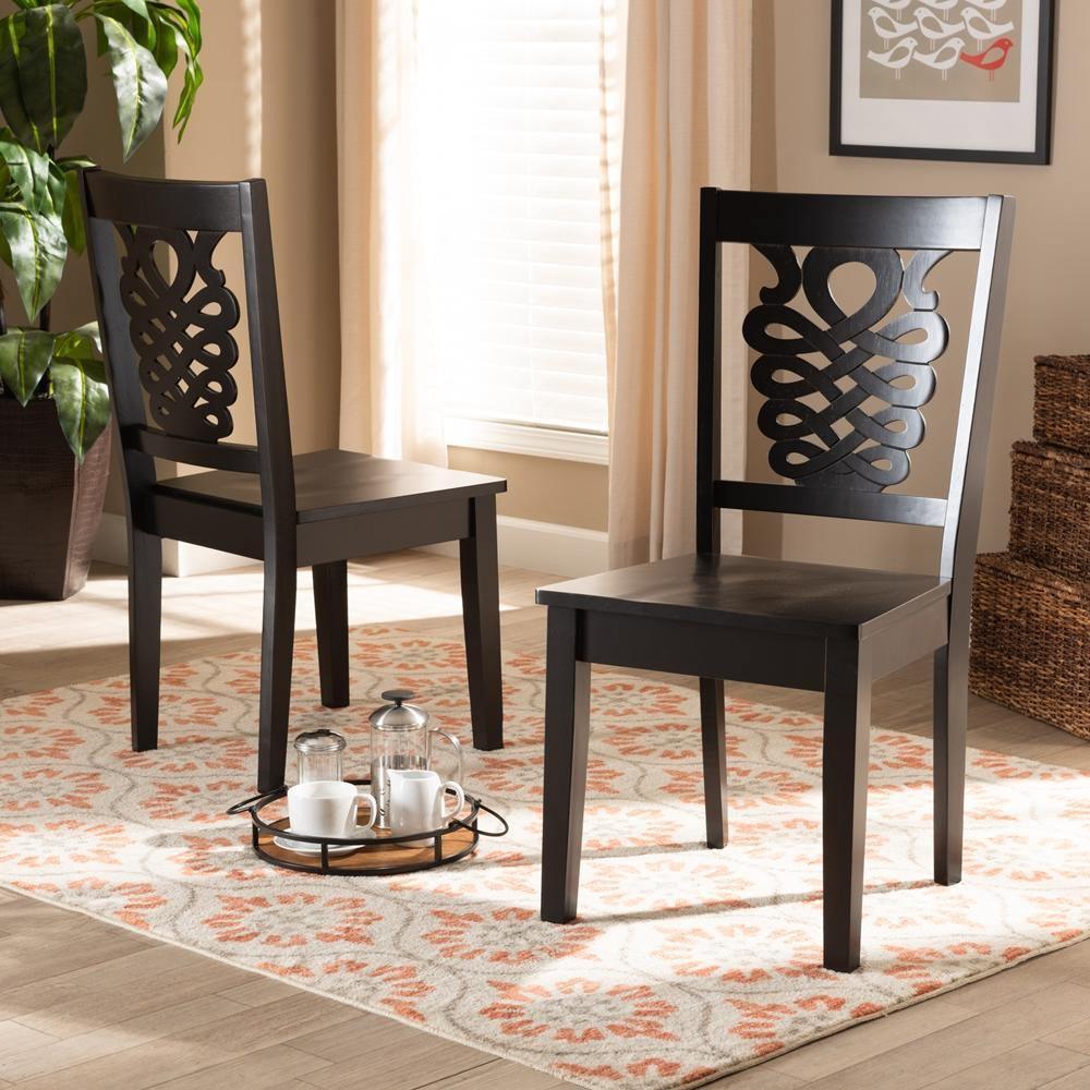 Gervais Modern and Contemporary Transitional Dark Brown Finished Wood 2-Piece Dining Chair Set FredCo