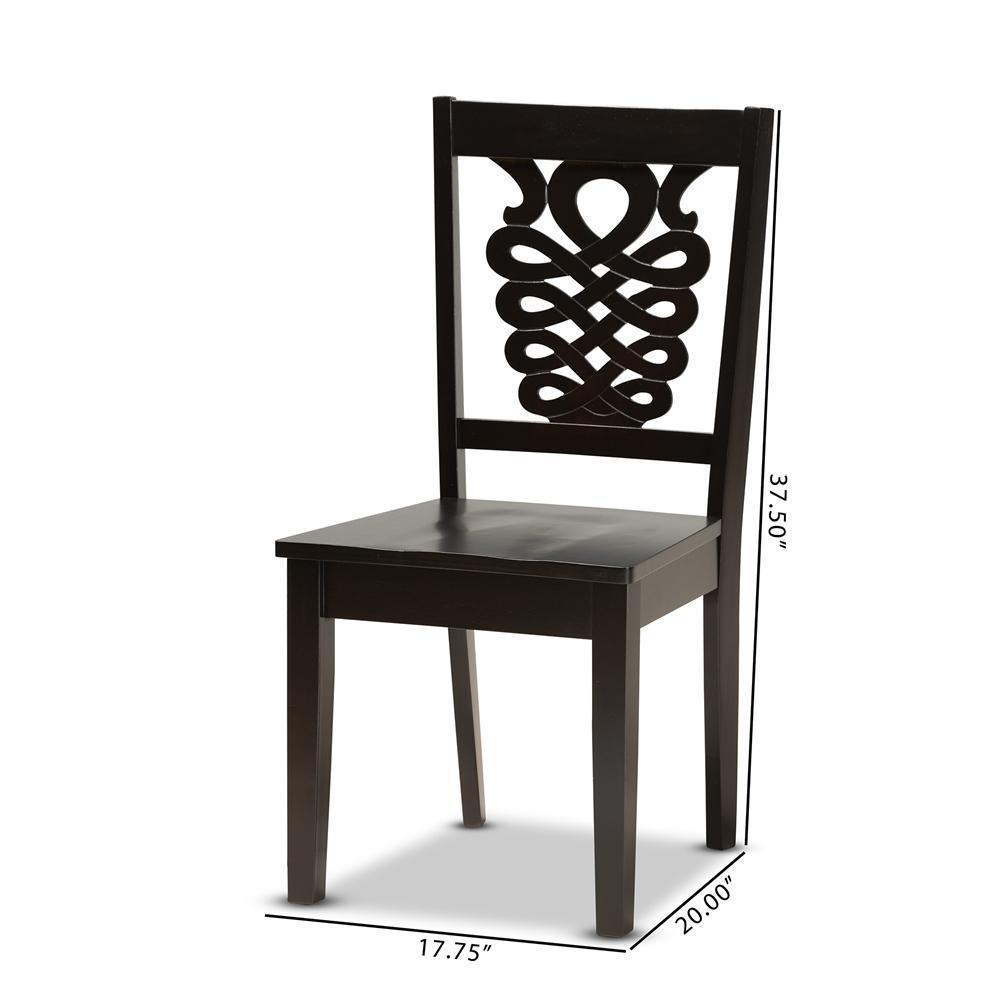 Gervais Modern and Contemporary Transitional Dark Brown Finished Wood 2-Piece Dining Chair Set FredCo