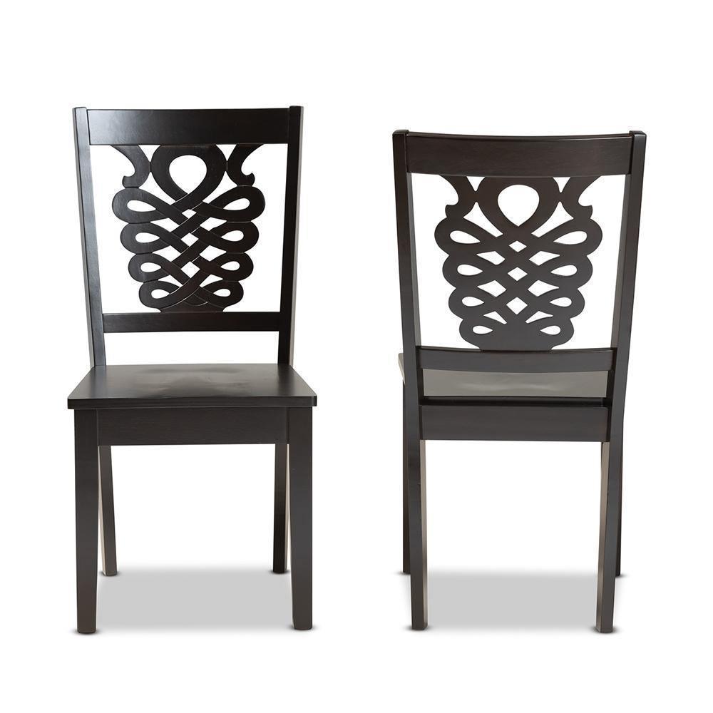 Gervais Modern and Contemporary Transitional Dark Brown Finished Wood 2-Piece Dining Chair Set FredCo