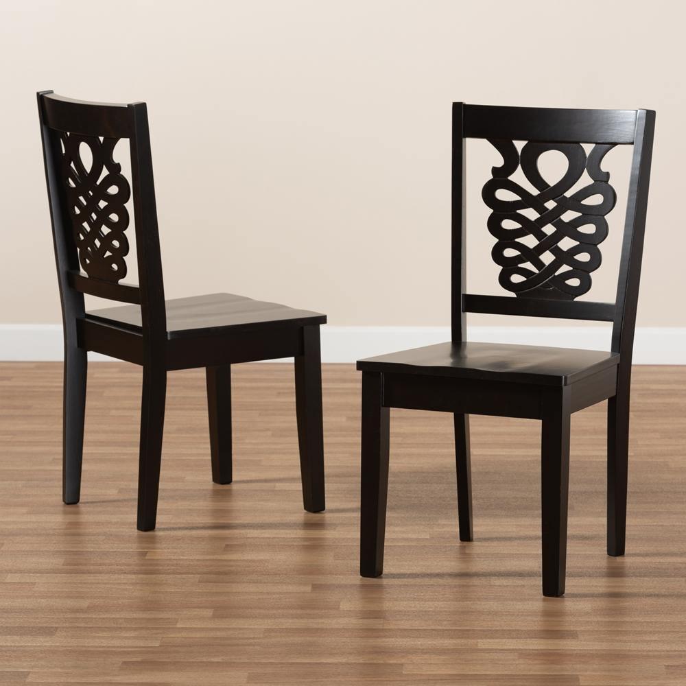 Gervais Modern and Contemporary Transitional Dark Brown Finished Wood 2-Piece Dining Chair Set FredCo
