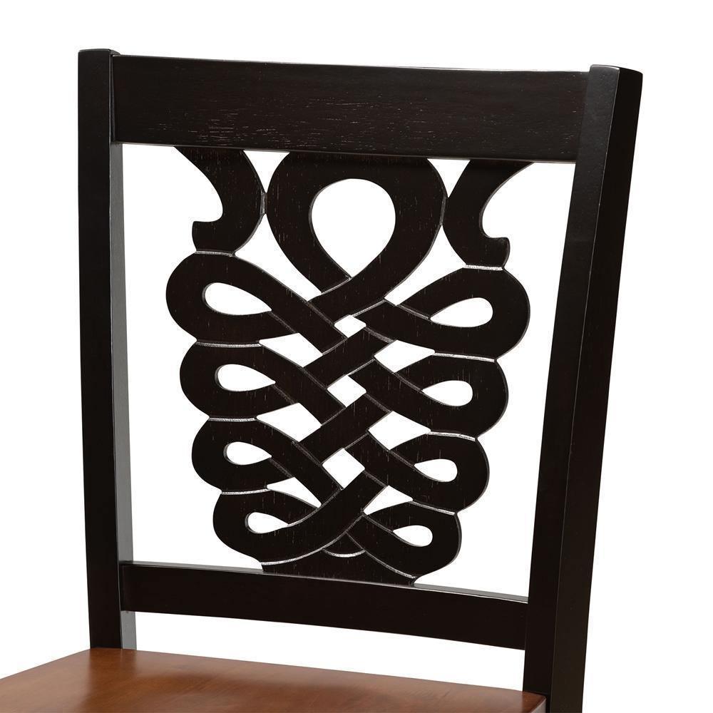 Gervais Modern and Contemporary Transitional Two-Tone Dark Brown and Walnut Brown Finished Wood 2-Piece Counter Stool Set FredCo