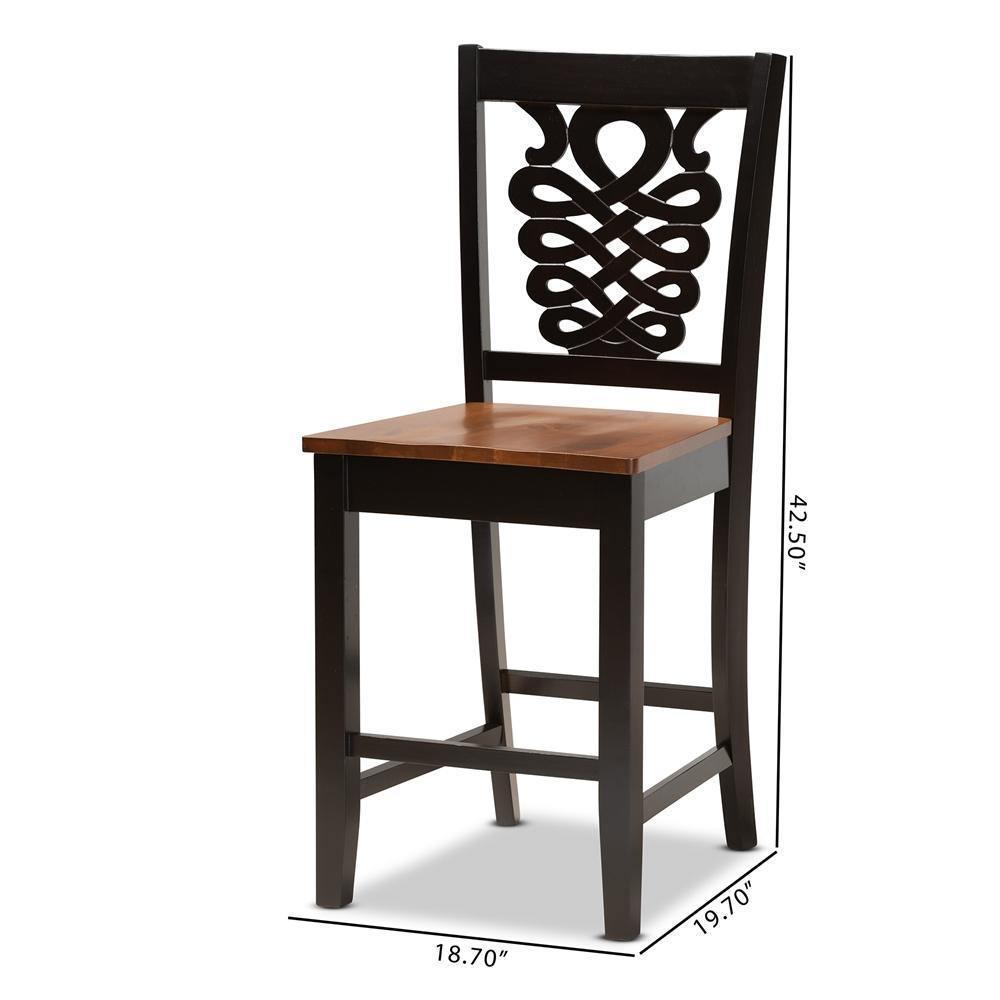 Gervais Modern and Contemporary Transitional Two-Tone Dark Brown and Walnut Brown Finished Wood 2-Piece Counter Stool Set FredCo