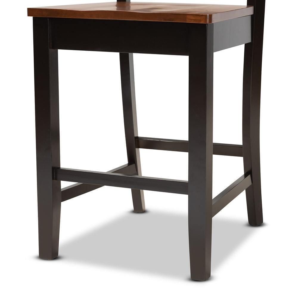 Gervais Modern and Contemporary Transitional Two-Tone Dark Brown and Walnut Brown Finished Wood 2-Piece Counter Stool Set FredCo