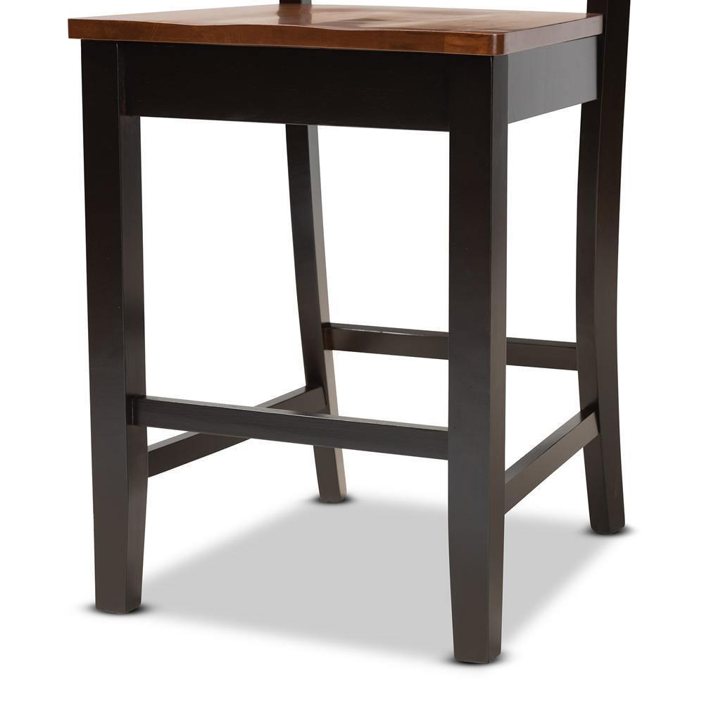Gervais Modern and Contemporary Transitional Two-Tone Dark Brown and Walnut Brown Finished Wood 5-Piece Pub Set FredCo