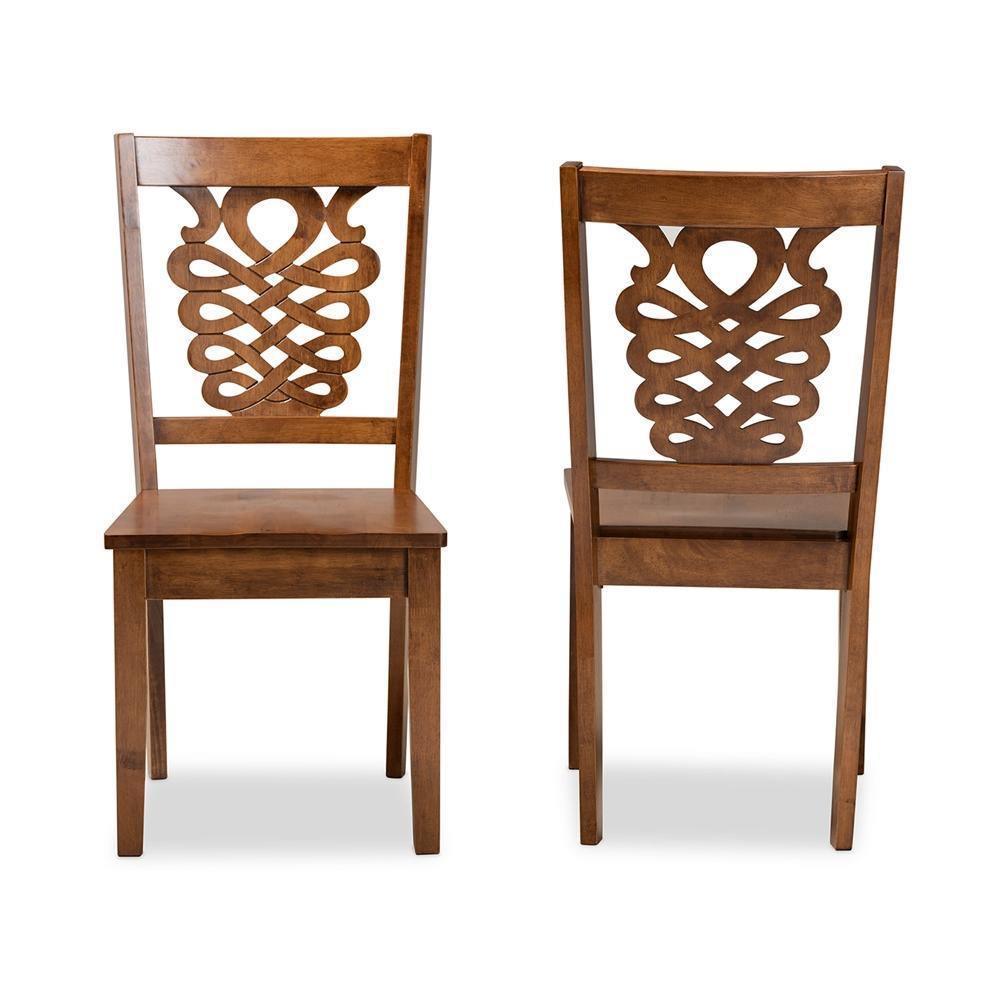 Gervais Modern and Contemporary Transitional Walnut Brown Finished Wood 2-Piece Dining Chair Set FredCo