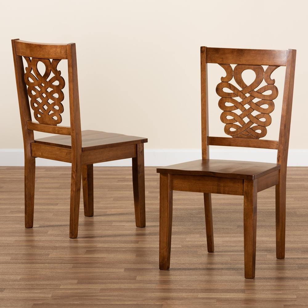 Gervais Modern and Contemporary Transitional Walnut Brown Finished Wood 2-Piece Dining Chair Set FredCo