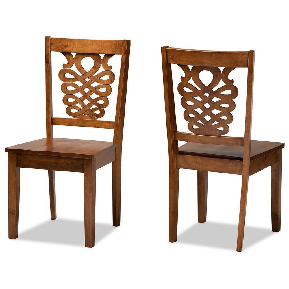 Gervais Modern and Contemporary Transitional Walnut Brown Finished Wood 2-Piece Dining Chair Set FredCo