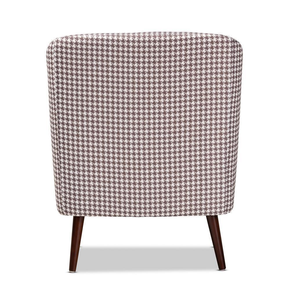 Gia Modern and Contemporary Brown and White Houndstooth Accent Chair FredCo