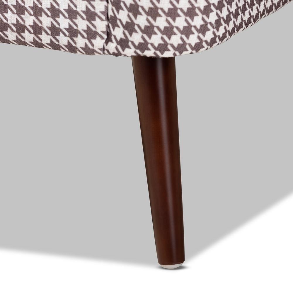 Gia Modern and Contemporary Brown and White Houndstooth Accent Chair FredCo
