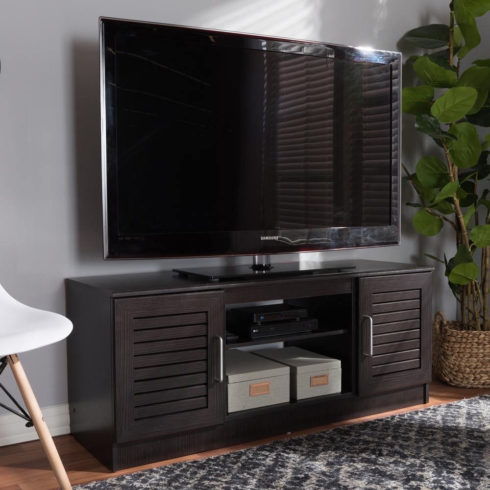 Gianna Modern and Contemporary Wenge Brown Finished TV Stand FredCo