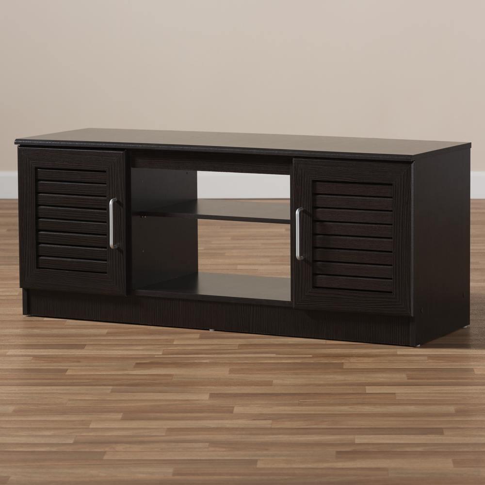 Gianna Modern and Contemporary Wenge Brown Finished TV Stand FredCo